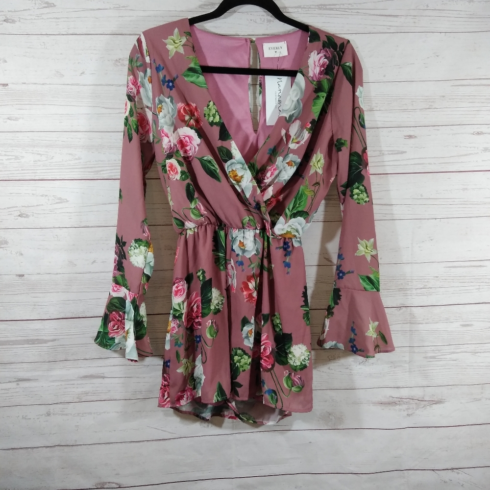 Everly floral romper long bell sleeves